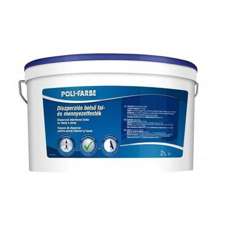 Poli-Farbe beltéri diszperziós fal- és mennyezetfesték fehér 2 liter