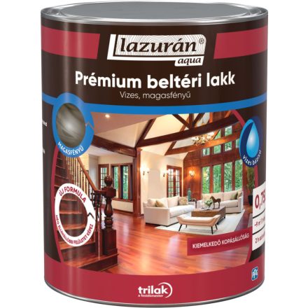 Lazurán Aqua Prémium beltéri lakk magasfényű 0,75 liter